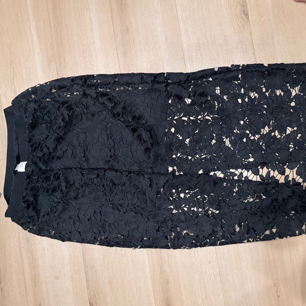 Women's Lace Midi A-Line Skirt - A New Day™ Black S: High Rise